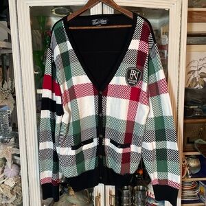 Parish Nation plaid Cardigan sweater men’s XL